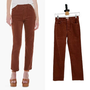 MOTHER The Tomcat Ankle Straight Leg Corduroy Pants Friar Brown Size‎ 25